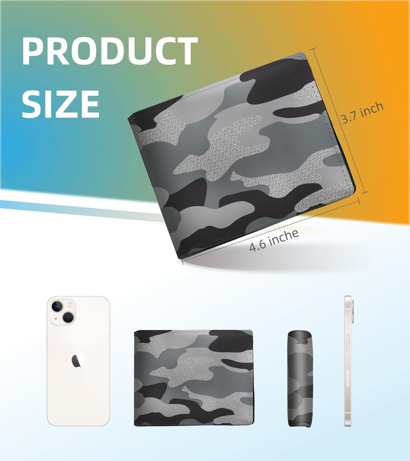 WRIGAEL Credit Card Holder Wallet Rfid Blocking Kids Boys Bifold Teen Cool Cute for Cash with ID Window Cardholder Teenage Teenager, Black Grey - Image 2